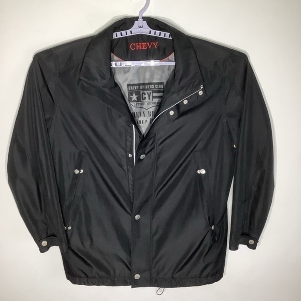 Chevy Drivers‎ Club Mens Black Utility Jacket Full Zip and Snap Closure Size 58